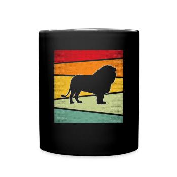 Löwe Retro - Tasse einfarbig - Schwarz - Vorne