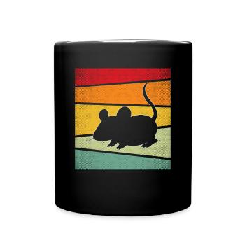 Maus Retro - Tasse einfarbig - Schwarz - Vorne
