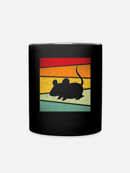 Maus Retro - Tasse einfarbig - Schwarz