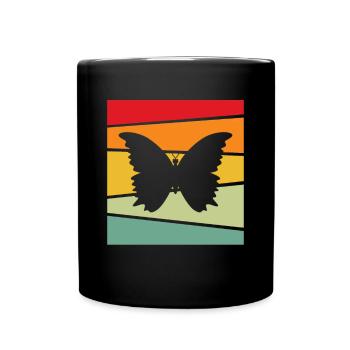 Schmetterling Retro - Tasse einfarbig - Schwarz - Vorne
