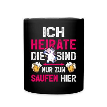 Kostüm Braut T-Shirt JGA Frauen Outfit Polterabend - Tasse einfarbig - Schwarz - Vorne