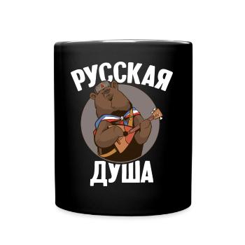 Russian bear with balalaika Russian flag - Full Colour Mug - black - Front