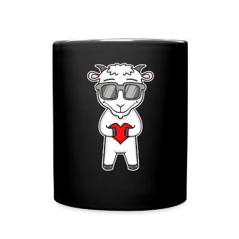 Goat with sunglasses and heart - Goat Love - Full Colour Mug - black - Front
