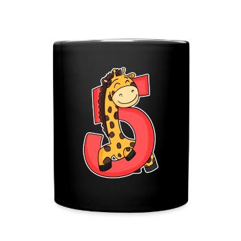 5 Jahre alt - 5. Geburtstag mit Tier Motiv - Tasse einfarbig - Schwarz - Vorne