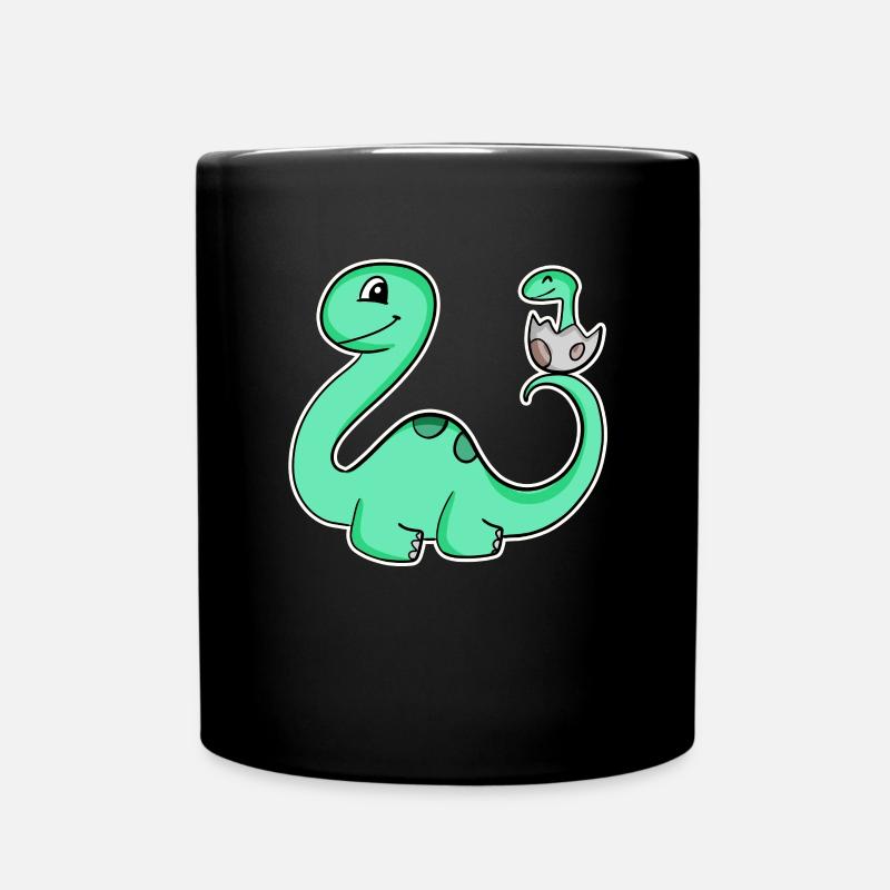 Dinosaure avec bébé dinosaure - Mug uni - noir