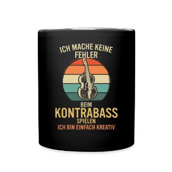 Kontrabass Kontrabassspieler Kontrabassist - Tasse einfarbig - Schwarz - Vorne