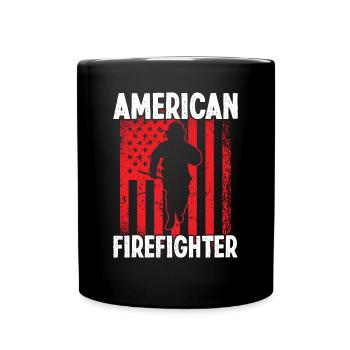 Firefighter American Firefighter Fire Department - Full Colour Mug - black - Front
