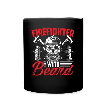 Firefighter Firefighter With Beard Fire Department - Full Colour Mug - black - Front