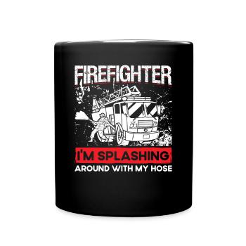 Feuerwehrmann Firefighter Splashing Around Brigade - Tasse einfarbig - Schwarz - Vorne