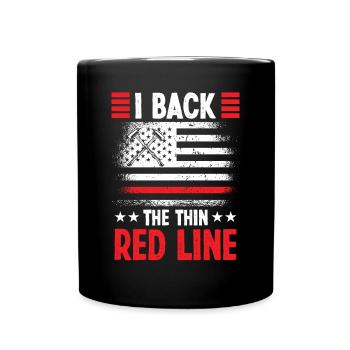 Firefighter Back Thin Red Line Fire Brigade - Full Colour Mug - black - Front
