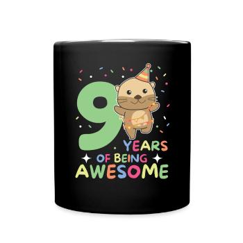 Loutre pour ses enfants de 9 ans - Mug uni - noir - Devant