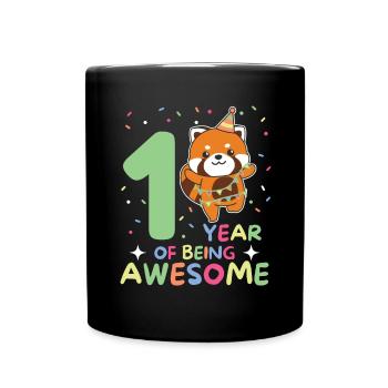 Red panda for 1st birthday children one year old - Full Colour Mug - black - Front