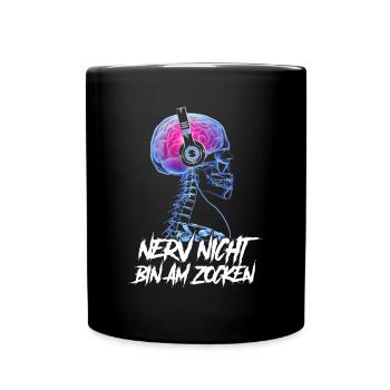 Nerv nicht bin am zocken Gamer Skelett - Tasse einfarbig - Schwarz - Vorne