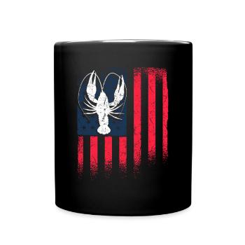 USA Flag America Flag Crawfish Shirt - Full Colour Mug - black - Front