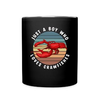Just A Boy Who Loves Crawfishes Shirt Gift - Full Colour Mug - black - Front
