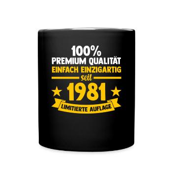 Jahrgang 1981 42 Jahre Geburtstag - Tasse einfarbig - Schwarz - Vorne