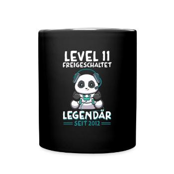Level 11 Jahre Geburtstagsshirt Panda Gamer 2013 - Tasse einfarbig - Schwarz - Vorne