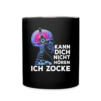 Kann Dich Nicht Hören Ich Zocke Gamer Skelett - Tasse einfarbig - Schwarz - Vorne