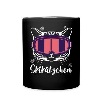 Skifahren Après Ski Skiurlaub Skikätzchen - Tasse einfarbig - Schwarz - Vorne