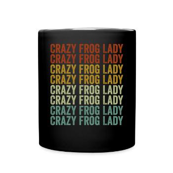 Verrückte Froschdame Froschdame Froschliebhaber - Tasse einfarbig - Schwarz - Vorne
