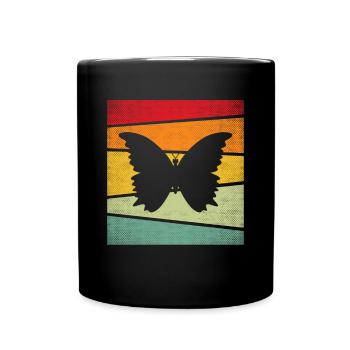 Schmetterling Retro - Tasse einfarbig - Schwarz - Vorne
