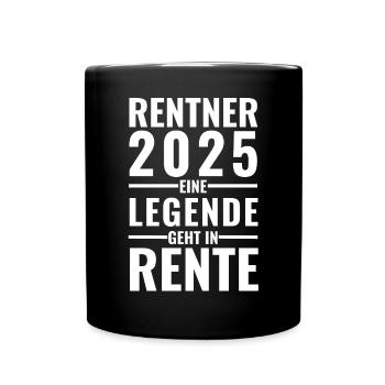 Rentner 2025 - Eine Legende geht in Rente - - Tasse einfarbig - Schwarz - Vorne