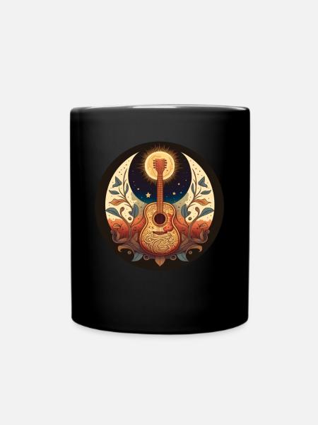 Guitare acoustique Cottagecore Moon Star Flower - Mug uni - noir