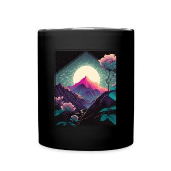 Mondblume Moonflower Mond Japanisch Vaporwave - Tasse einfarbig - Schwarz - Vorne