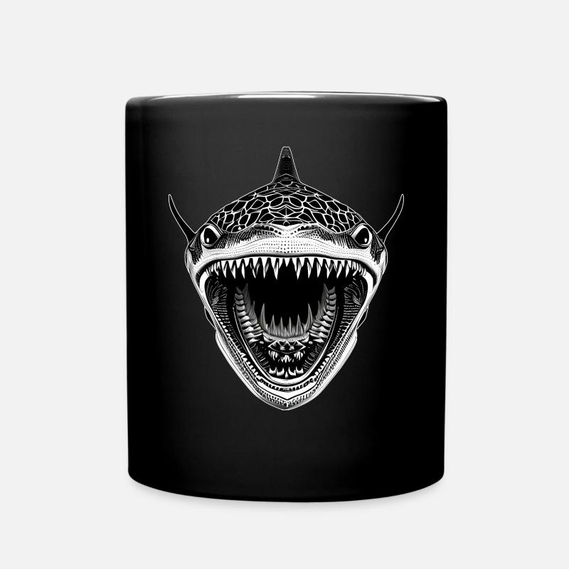 Great shark with open mouth - Full Colour Mug - black