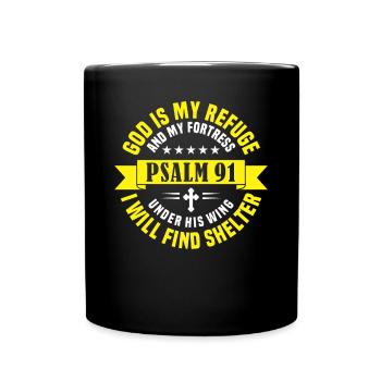 Bible Verses Psalm 91 For Christians - Full Colour Mug - black - Front