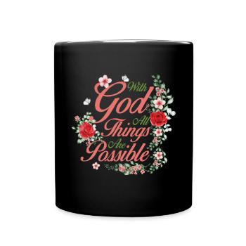 Jesus Christ Matthew 19:26 Christian Bible Verse - Tasse einfarbig - Schwarz - Vorne