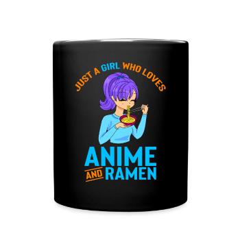 Anime Girl eating ramen Asia Japan Food - Tasse einfarbig - Schwarz - Vorne