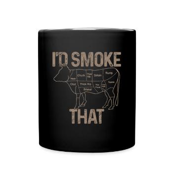Mens Chef Boucher Cuisinier BBQ Je fumerais ce boeuf de vache - Mug uni - noir - Devant