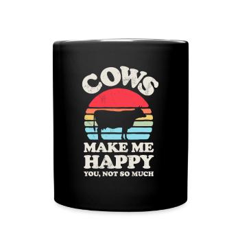 Les vaches me rendent heureux Drôle d’amoureux des vaches Agriculteur Ferme Ani - Mug uni - noir - Devant