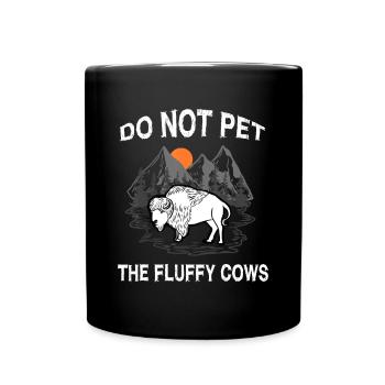 Ne caressez pas les vaches moelleuses drôle de bison cadeau jaune - Mug uni - noir - Devant