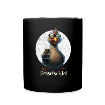 Lustiges Huhn mit Prosecco für den Mädelsabend - - Tasse einfarbig - Schwarz - Vorne