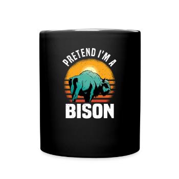 Büffel Bison Ochse Indianer Amerikanisch - Tasse einfarbig - Schwarz - Vorne