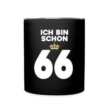 66. Geburtstag Geschenk - 66 Jahre mit Krone - Tasse einfarbig - Schwarz - Vorne