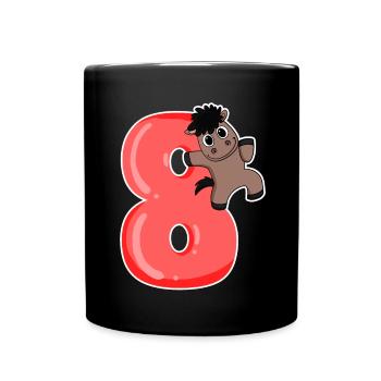 8 Jahre alt - 8. Geburtstag mit Tier Motiv - Tasse einfarbig - Schwarz - Vorne