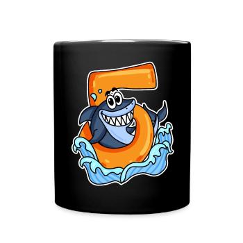 5 ans - 5ème anniversaire avec motif animal - Mug uni - noir - Devant