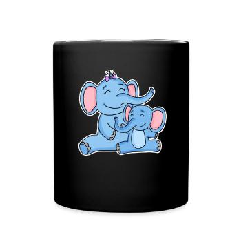 Famille d’éléphants - Eléphant avec bébé - Elephant Motif - Mug uni - noir - Devant