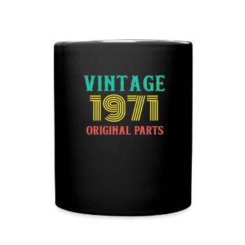 Year of Birth Vintage 1971 Original Parts Birthday - Full Colour Mug - black - Front