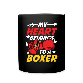 My Heart Belongs To A Boxer - Tasse einfarbig - Schwarz - Vorne
