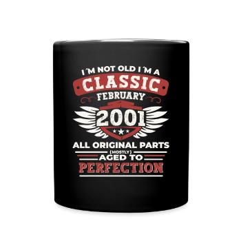22e anniversaire Février Né 2001 Cadeau - Mug uni - noir - Devant