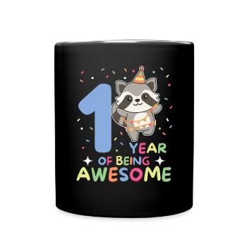Raccoon for the 1st birthday for children one year old - Full Colour Mug - black - Front