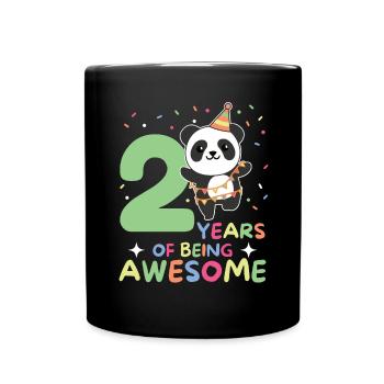 Panda for 2nd birthday children two years old - Full Colour Mug - black - Front
