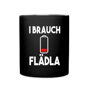 Schwäbisch Flädle Flädla - Tasse einfarbig - Schwarz - Vorne