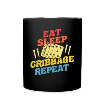 Manger Sommeil Cribbage Répéter Chemise Cadeau - Mug uni - noir - Devant