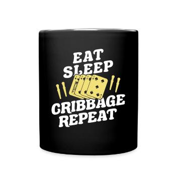 Manger Sommeil Cribbage Répéter Chemise Cadeau - Mug uni - noir - Devant