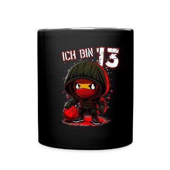 Anniversaire des enfants 13 ans - Basketball et Ninjas - Mug uni - noir - Devant
